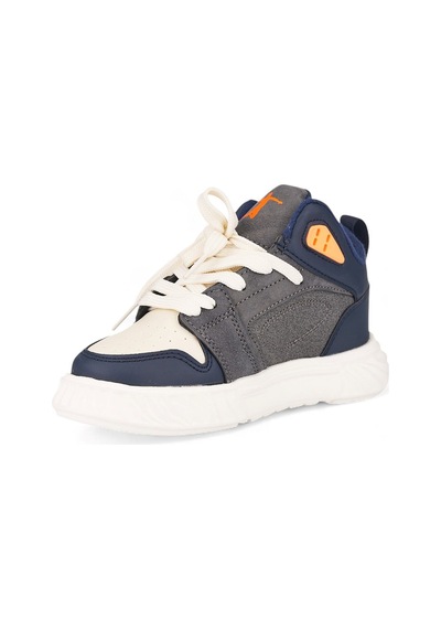Nstil Unisex Çocuk Spor Ayakkabı Ortopedik Bağcıklı Cırtlı Desenli Kaymaz Taban Yürüyüş Sneaker 537 Lacivert - Beyaz