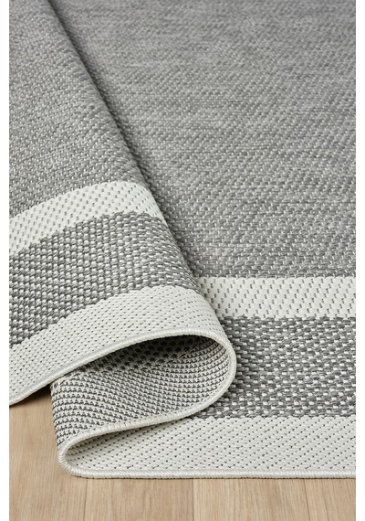 Sisal Prime Gri Krem Mavi İskandinav Yıkanabilir Bordürlü Halı Kilim Balkon Teras Koridor Halısı 1149