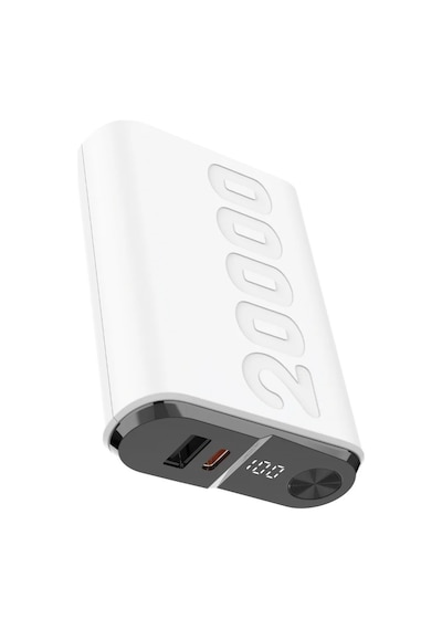 Bix Tpb24 20000mah Pd 20w Usb-c Usb-a Qc 3.0 22.5w Süper Hızlı Şarj Destekli Dijital Ekranlı Mini Powerbank Beyaz Beyaz