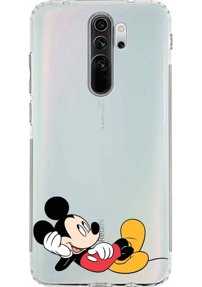 Xiaomi Redmi Note 8 Pro Kamera Korumalı Kapak Mickey Mouse Tasarımlı Şeffaf Kılıf Şeffaf