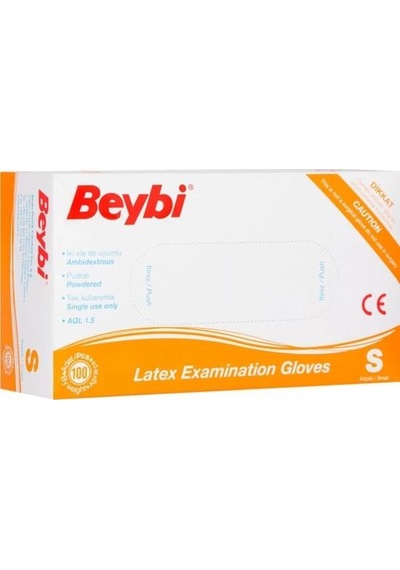 Beybi Lateks Pudralı Muayene Eldiveni S 100 Lü