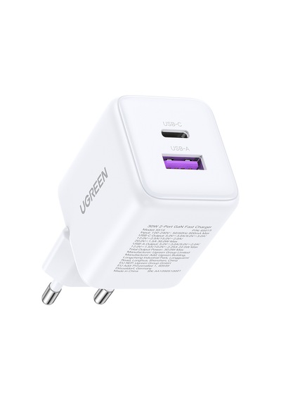 Ugreen 30w Gan Hızlı Şarj Cihazı 2 Portlu, 1xusb-a, 1xusb-c, Beyaz, 65015