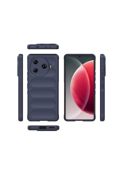 Goocamp Tecno Spark 30 Pro Kılıf Esnek Tpu Oyuklu Arka Yüzey Tasarımlı Etnik Silikon Lacivert