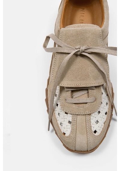 Minova Bej Hakiki Deri Kadın Sneaker Bej