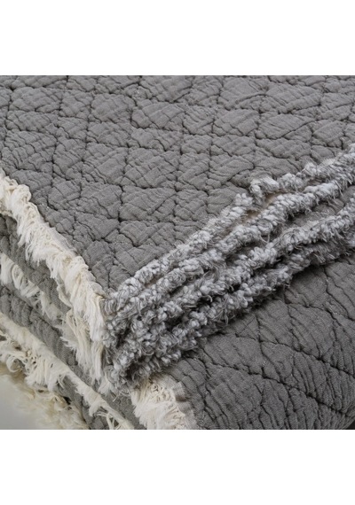 Jade Müslin Ekstra Dolgulu Çift Kişilik Yatak Örtüsü Antrasit 230x240 Cm Çok Renkli