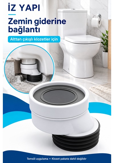 İz Yapı 40 Mm Eksantrik Kada Alttan Çıkışlı Klozet Gider Bağlantı Adaptörü 11 0335 Beyaz