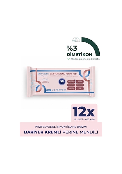 Med-cover Bariyer Kremli Perine Bölgesi Temizleme Pedi/mendili 50'li - 12 Adet