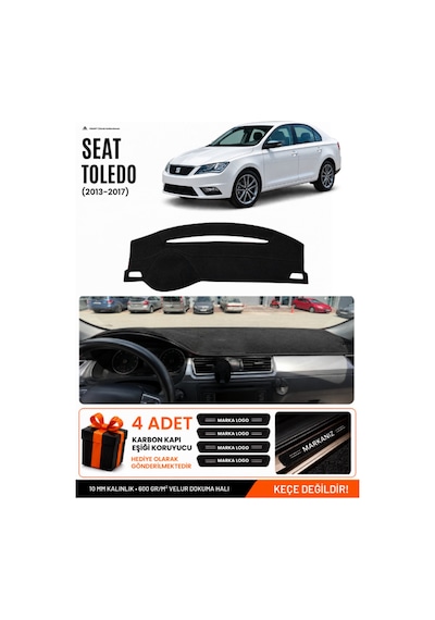 Seat Toledo 2013-2017 Uyumlu Torpido Koruma, Torpido Örtüsü, Torpido Kılıfı - Siyah