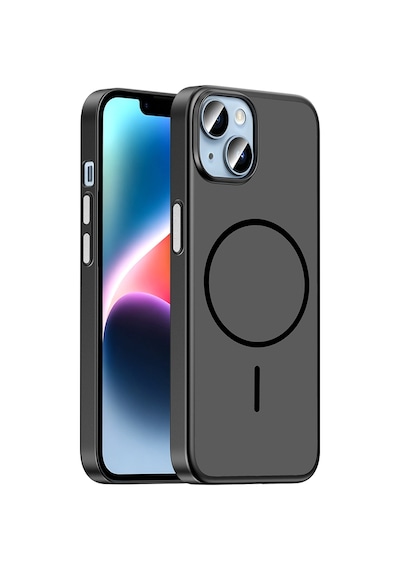Apple iPhone Uyumlu 13 Kılıf M-safe Şarj Özellikli Zore Lora Pc Kapak - Siyah