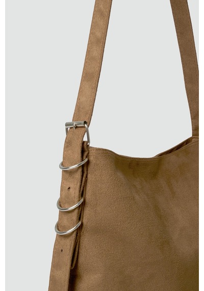 Shule Bags Vague Süet Omuz Çantası Camel Camel