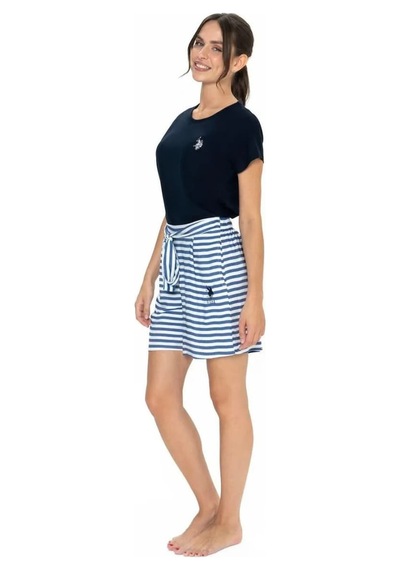U.s. Polo Assn. Kadın Yuvarlak Yaka Alt Üst Bağcıklı Çizgili Pijama Şort Takım Lacivert 2xl U.s. Polo Assn. Kadın Yuvarlak Yaka Alt Üst Bağcıklı Çizgili Pijama Şort Takım Lacivert 2xl