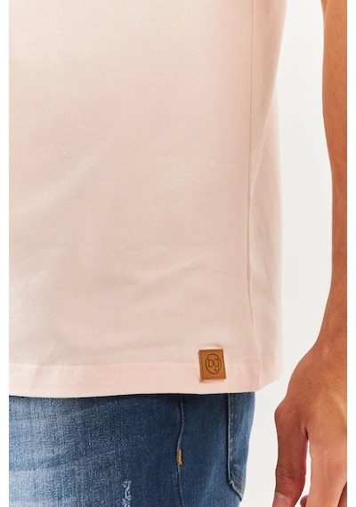 Erkek Oversize Rahat %100 Pamuklu Penye Bisiklet Yaka Kısa Kol Basic T-shirt Pudra