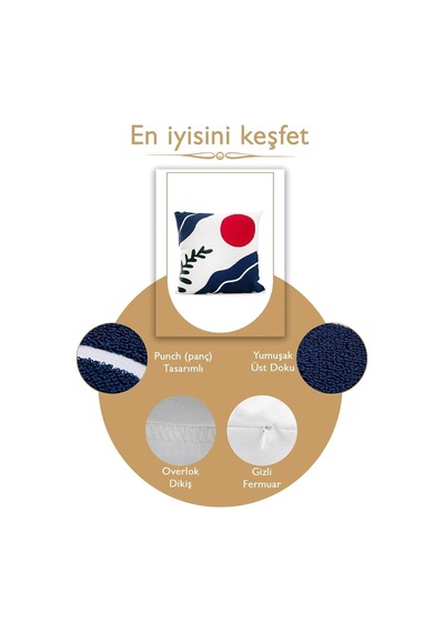 Asdiva Bohem 45x45 Özel Tasarım Punch Panç Süzene Desen Dekoratif Kırlent Kılıfı Modern Beyaz 30 Diğer