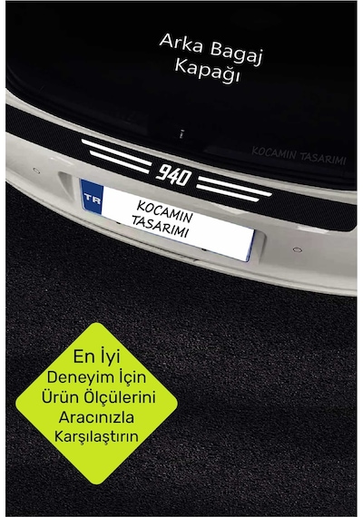 Volvo 940 Araç Kapı Ve Bagaj Eşiği İçin Çizilmeye Dayanıklı Karbon Folyo Koruma Seti 940 Yazılı