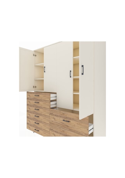Kronos Gardrop 7 Raflı 8 Çekmeceli 4 Kapaklı 176x59x221 Aytaşı-aytaşı/çam Beyaz