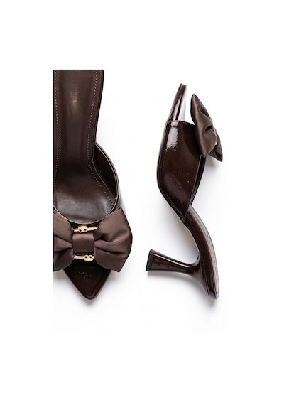 V.s.h Velvet Kadın Fiyonklu 8 Cm Kahverengi Topuklu Terlik / Siloy-2468
