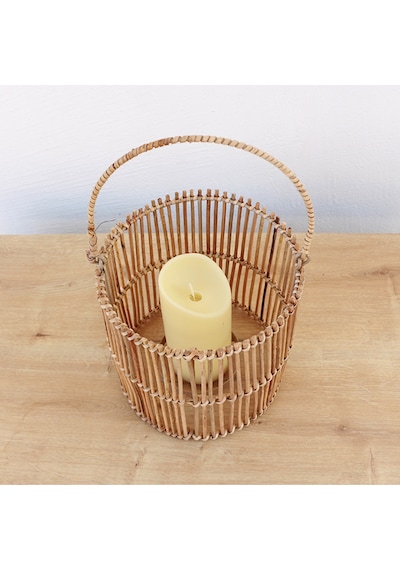 Serra Rattan Büyük Boy Mumluk 20x20x30 Cm Bej