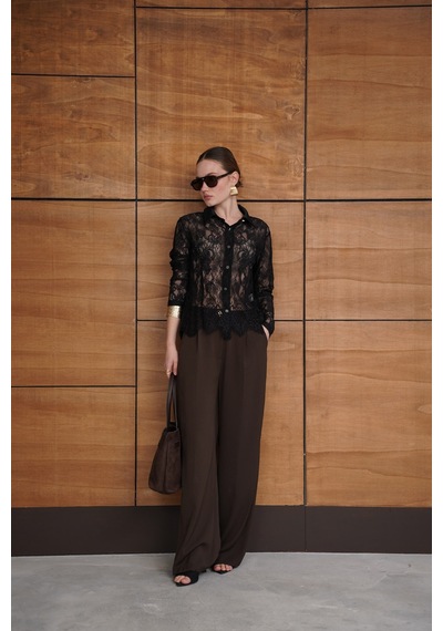 Verymoda Dantel Gömlek F2073 SİYAH