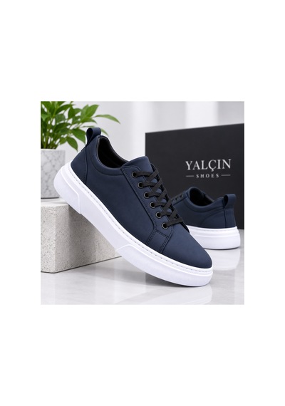 Yalçın Erkek Casual Bağcıklı Ortopedik Rahat Kaymaz Taban Sneaker Ayakkabı Lacivert - 919615758 Lacivert
