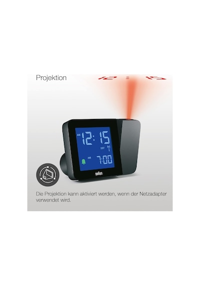 Dijital Kablosuz Projeksiyonlu Çalar Saat, Orta Avrupa Saat Dilimi Dcf İçin, Negatif Lcd Ekranlı, Hızlı Ayar Ve Alarm Bip Sesi, Siyah Renkte, Model Bc15b-dcf. Çok Renkli