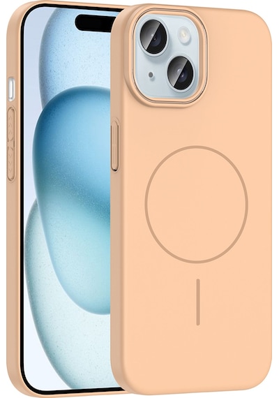 Apple Uyumlu iPhone 15 Kılıf M-safe Şarj Özellikli Zore Ruby Sert Kapak Desert Titanyum