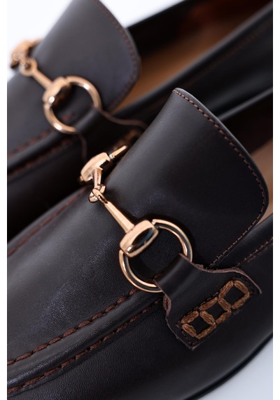 Kahverengi Deri Loafer 34306-Kahverengi