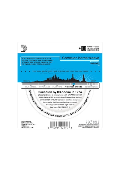 D'Addario EJ16 Phosphor Bronze, Light, 12-53 012-053 Takım Tel Ak