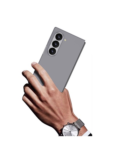 Samsung Galaxy Uyumlu Z Fold 6 Kılıf Novatech Sert Kıpta Kılıf Gri