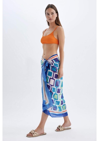 DeFacto Regular Fit Desenli Vual Pareo-Fall in Love D2745AXNSTR406 Turkuaz