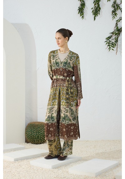 Aker Haki Desenli Britli Kimono Haki Haki