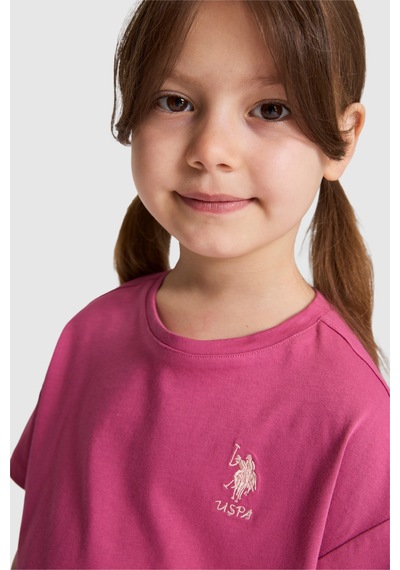 U.S. Polo Assn. Kız Çocuk Fuşya Tişört Basic 50325609-vr023 Fusya