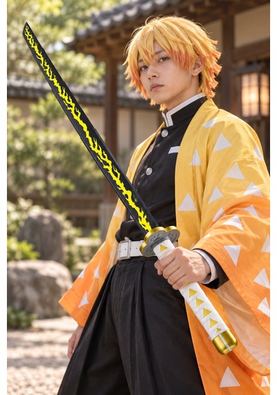 Kazanova Design Zenitsu Agatsuma Demonslayer Anime Katlanabilir Katana Detaylı Versiyon