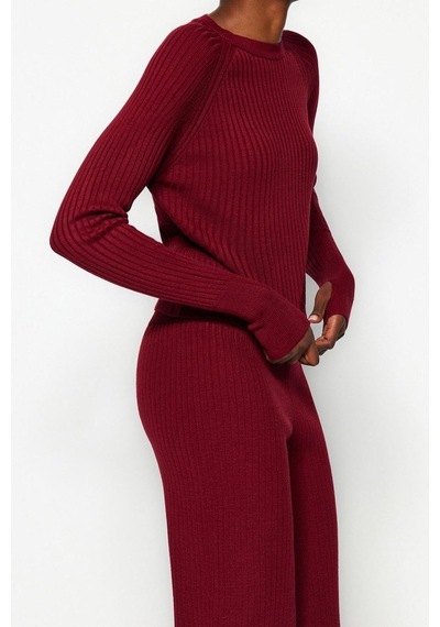Ersefa Tarz Kadın Modern Moda Normal Bel Boru Paça Bisiklet Yaka Basic P bordo Ersefa Tarz Kadın Modern Moda Normal Bel Boru Paça Bisiklet Yaka Basic P bordo