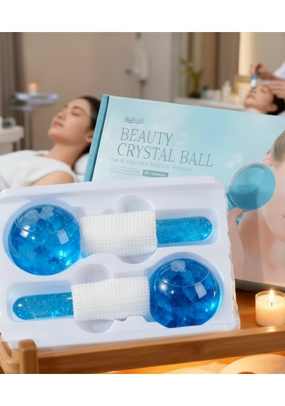 Cilt Yatıştırıcı Mavi Kristal Buz Küresi - Terapi Etkili Yüz Masaj Seti