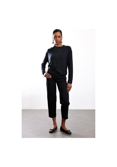 5in1Canpolat Siyah Yüksek Bel Tensel Baggy Jean 3001 Siyah