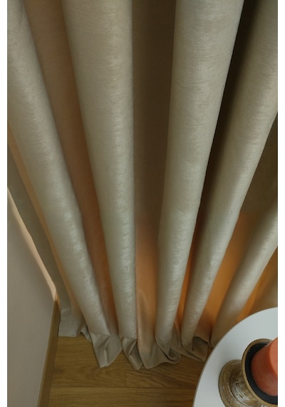 Evdepo Home Bej Düz Renk Soft Fon Perde Tek Kanat Bej