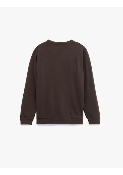 Koton Pamuklu Uzun Kollu Basic Bisiklet Yaka Sweatshirt Kahverengi 6wam70091mk Kahve