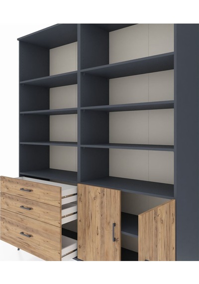 Hyperion Gardrop 9 Raflı 3 Çekmeceli 2 Kapaklı 176x44x221 Antrasit-çam Çam Hyperion Gardrop 9 Raflı 3 Çekmeceli 2 Kapaklı 176x44x221 Antrasit-çam Çam