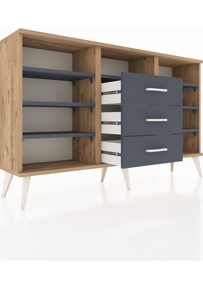 Arges Konsol 7 Raflı 3 Çekmeceli 132x30x83 Çam-antrasit/antrasit Antrasit/antrasit Arges Konsol 7 Raflı 3 Çekmeceli 132x30x83 Çam-antrasit/antrasit Antrasit/antrasit