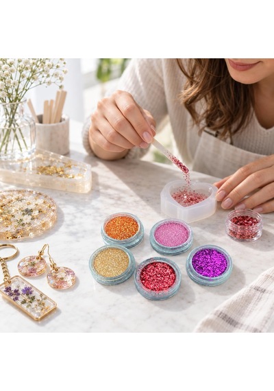 5 Adet Epoksi Reçine Sim & Glitter Seti, Mum Beton Nail Art Glitter Sim Seti Malzeme