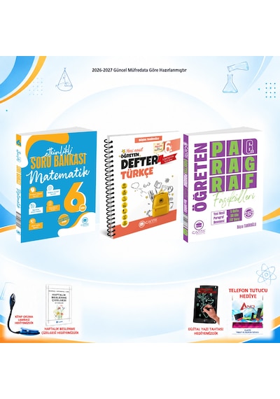 Çanta Yayınları 2026-2027 6. Sınıf Tüm Dersler 3 Kitap Mat Soru/türkçe Defter/paragraf Set