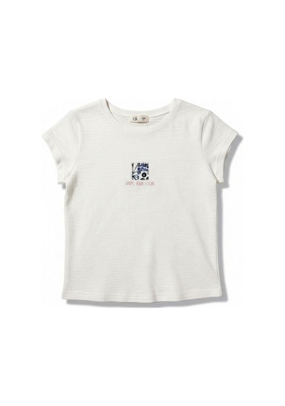 Zekids Kız Çocuk Pamuklu Baskılı T-shirt-16762 Ekru