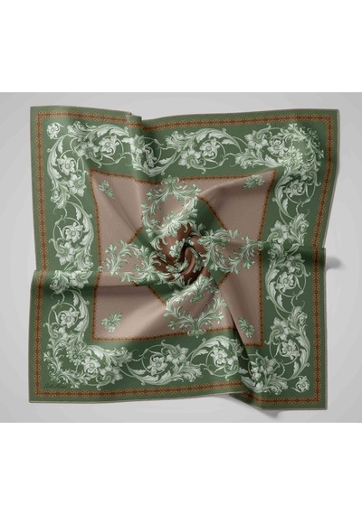 Silk Home Twill İpek Eşarp 11482-06 Yeşil, Vizon, Krem, Acı Kahve, Gold