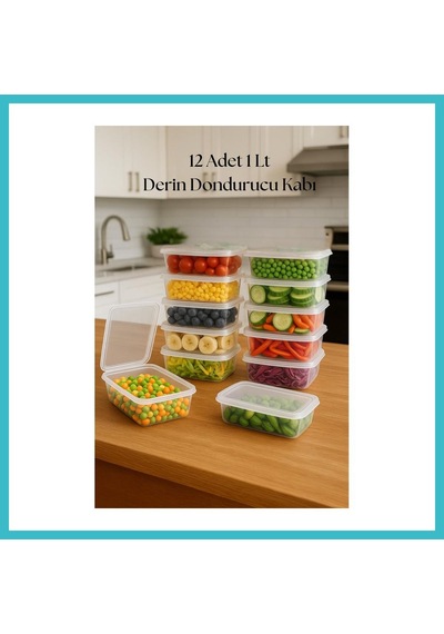 Bezos 12 Li Derin Dondurucu Saklama Kabı & Organizeri 1 Lt 12,5x19,5x5,5 Cm Dfnbez Çok Renkli