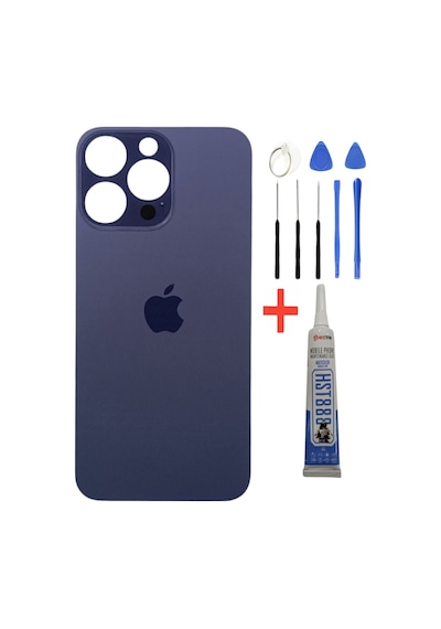 İphone 14 Pro Max Arka Kapak 14 Pro Max Pil Kapağı Cam Mor Renk Tamir Kit +yapıştırıcı