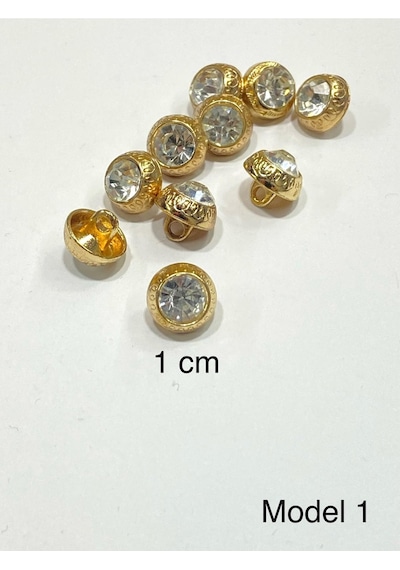 Taşlı Bluz Düğmesi / Metal Bluz Düğmesi Gold / 10 Adet /2887/ - Model 1