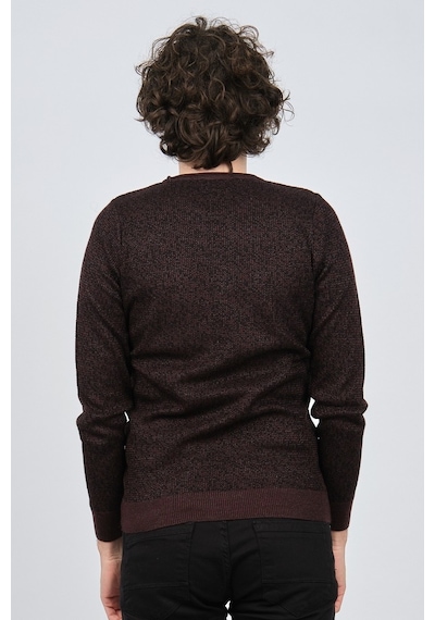 Çizgi Triko Erkek Bisiklet Yaka Slim Fit Desenli Kazak 42554255 B Bordo