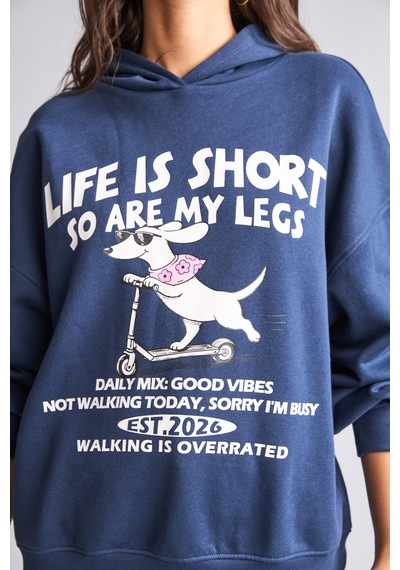 Defacto Overshırt Fıt Kapüşonlu Baskılı Kalın Kumaş Sweatshirt I0197ax26aunv241 Lacivert-nv241