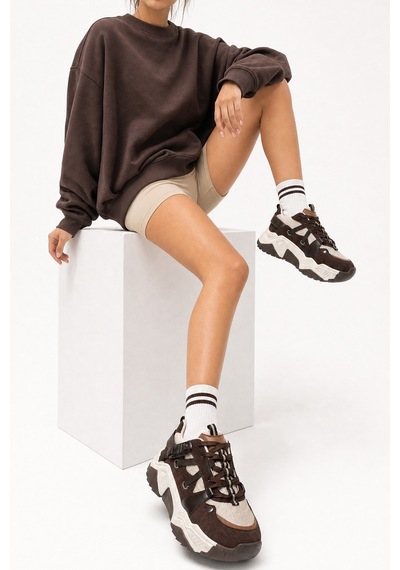 Luvi Shoes Leona Kahverengi Süet Kadın Spor Sneakers