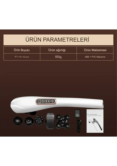 Şarjlı Tüm Vucut Sırt Bacak Omuz Titreşimli Masaj Aleti El Vücut Masajı Ürünleri Gri